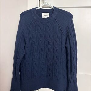Aerie Navy Cable Knit Sweater